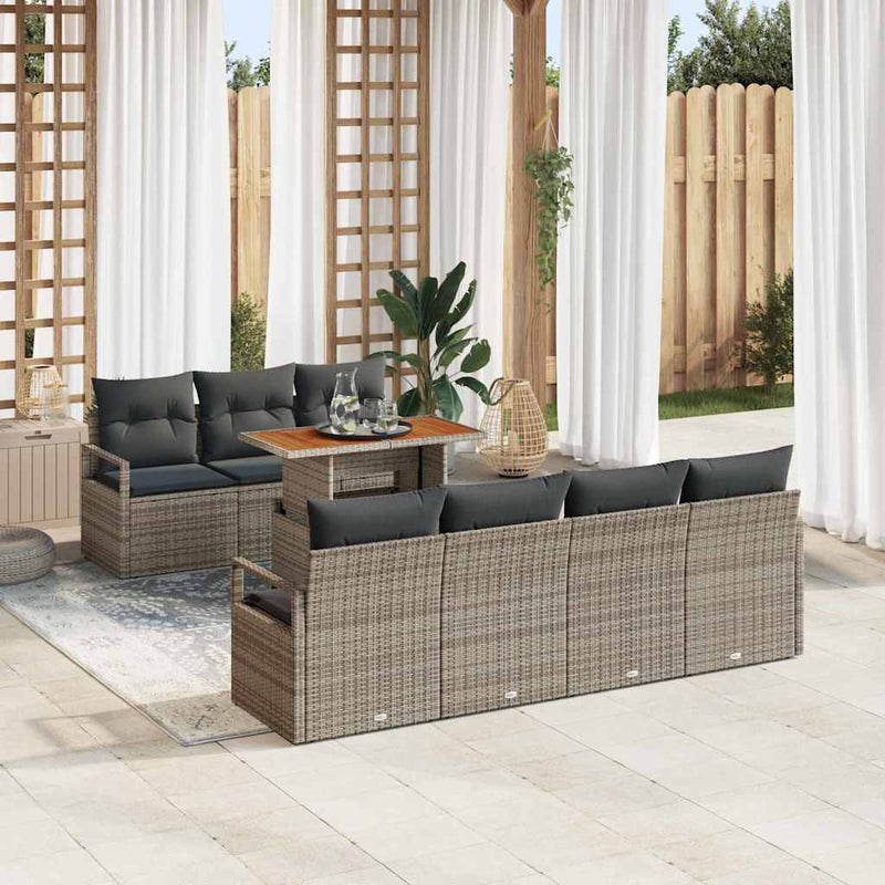 Set de canapele pentru grădină 8 buc. Gri Rattan poli
