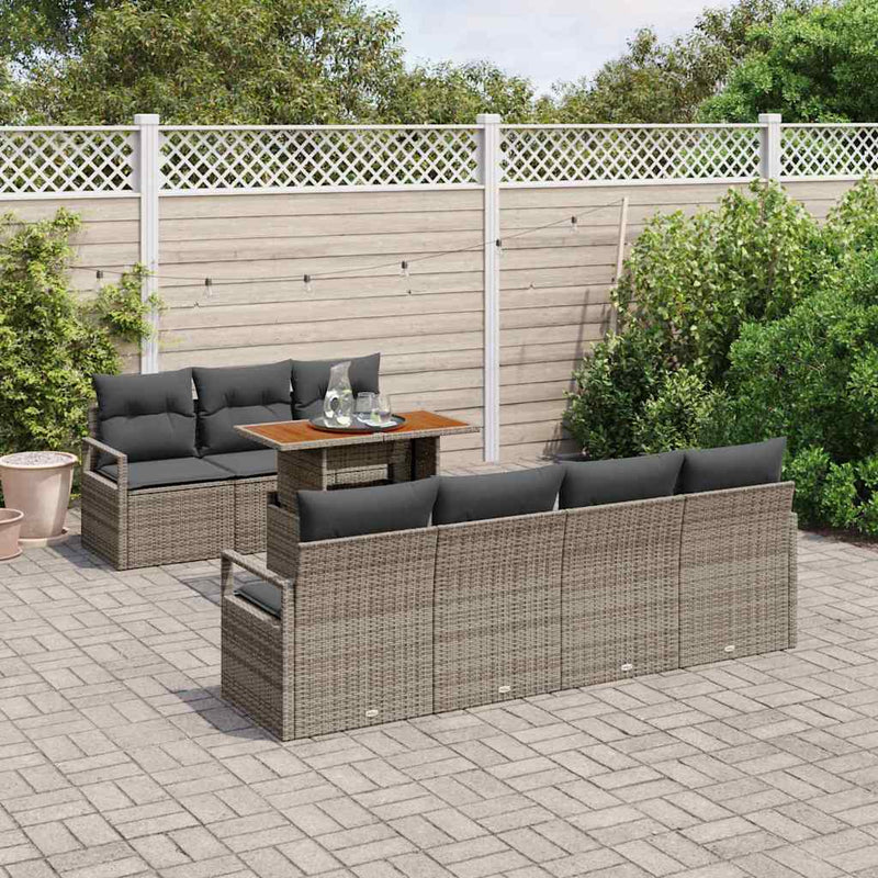 Set de canapele pentru grădină 8 buc. Gri Rattan poli