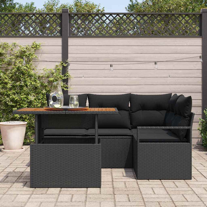 Set de canapele pentru grădină 5 buc. Negru Rattan poli