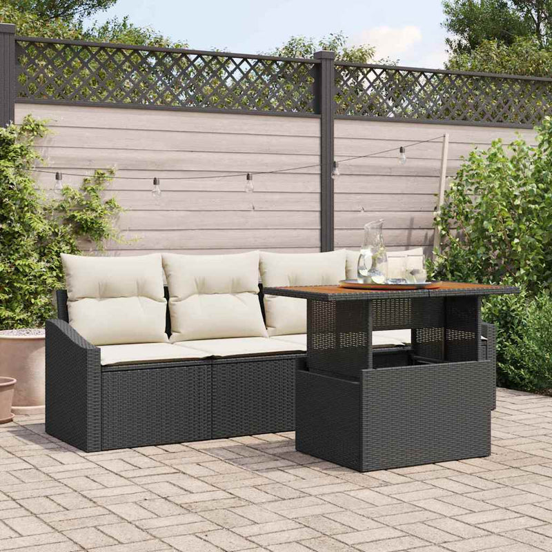Set de canapele pentru grădină 5 buc. Negru Rattan poli