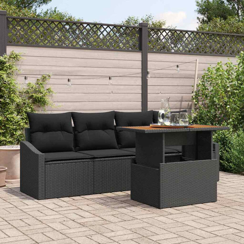 Set de canapele pentru grădină 5 buc. Negru Rattan poli