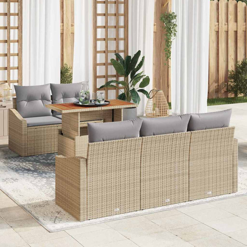 Set de canapele pentru grădină 6 buc. Bej Rattan poli