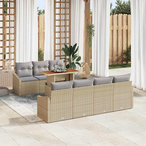 Set de canapele pentru grădină 8 buc. Bej Rattan poli