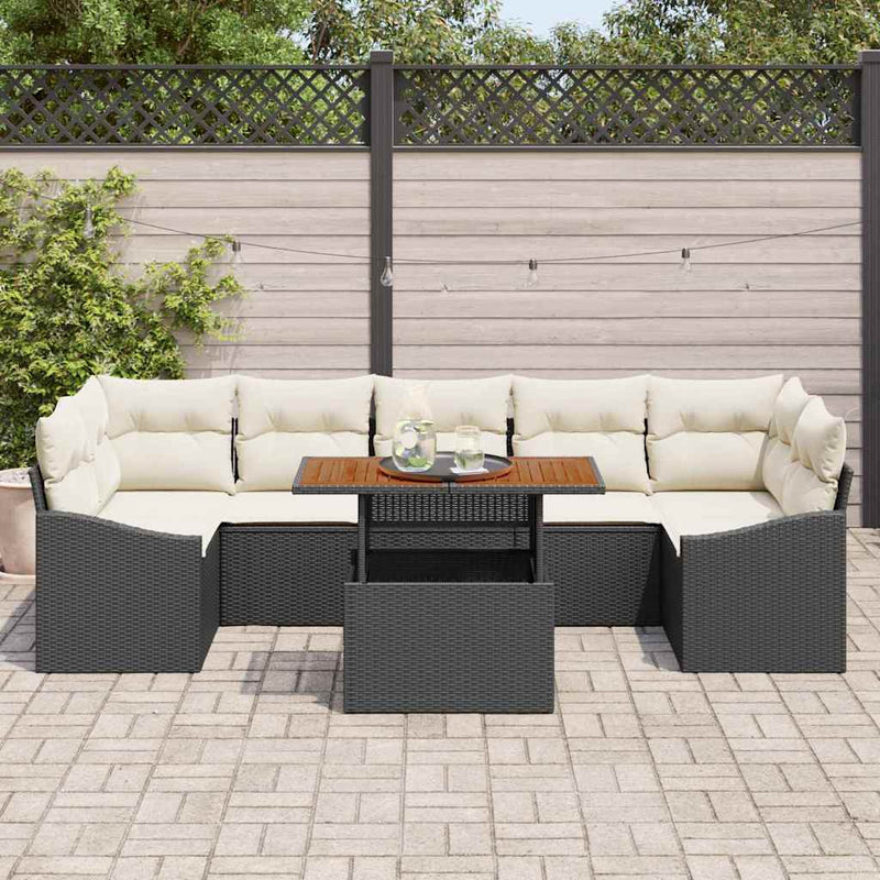Set de canapele pentru grădină 8 buc. Negru și Bej