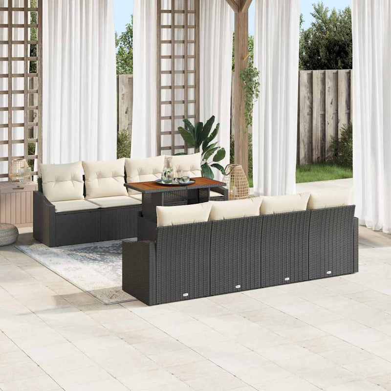 Set de canapele pentru grădină 9 buc. Negru Rattan poli