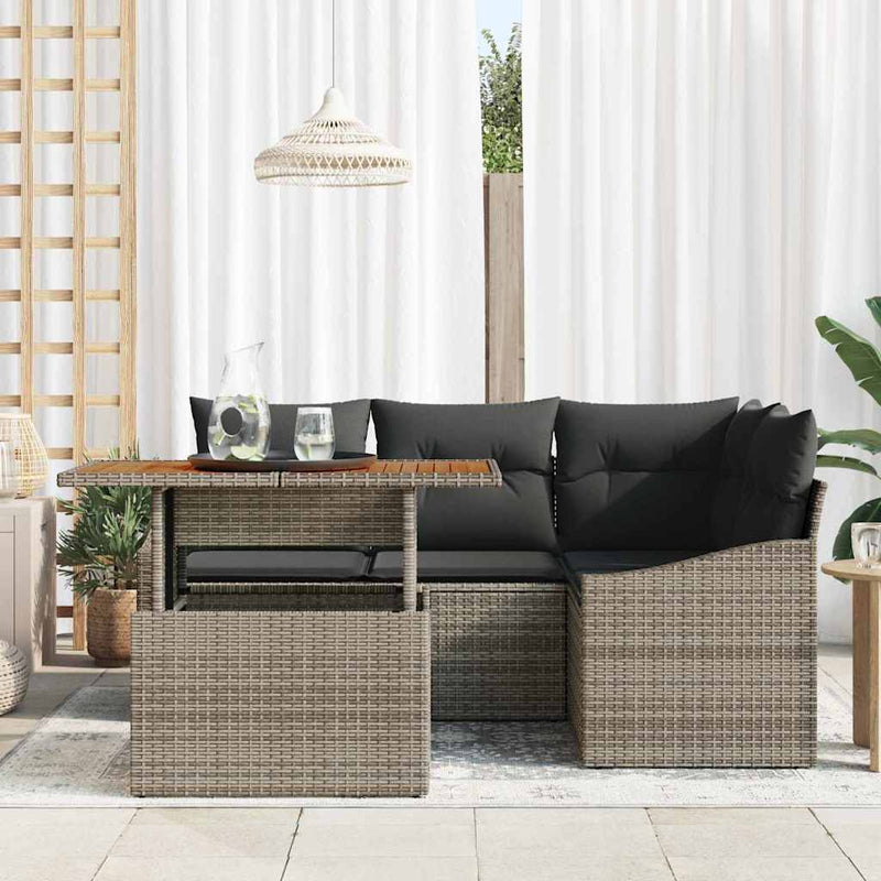 Set de canapele pentru grădină 5 buc. Gri Rattan poli