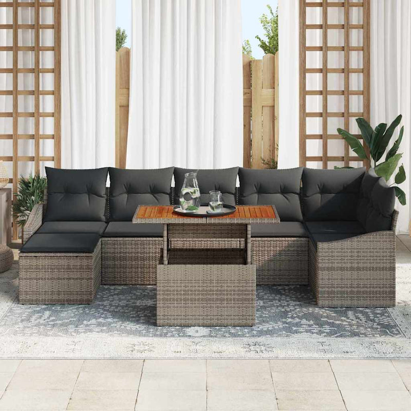 Set de canapele pentru grădină 8 buc. Gri Rattan poli