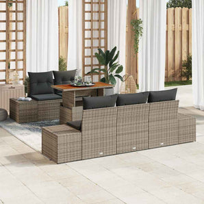Set de canapele pentru grădină 6 buc. Gri Rattan poli