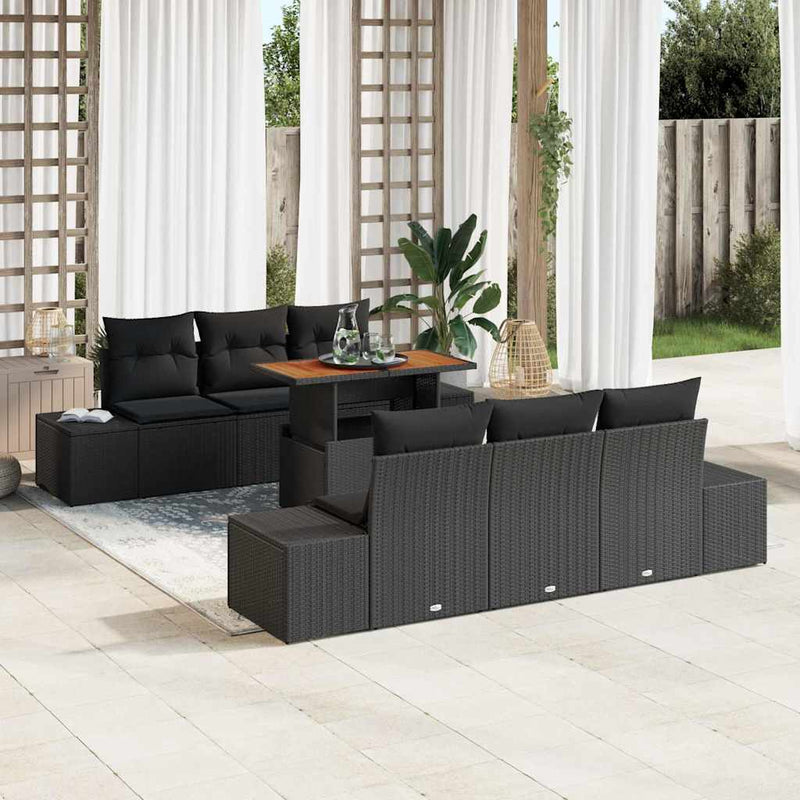 Set de canapele pentru grădină 7 buc. Negru Rattan poli