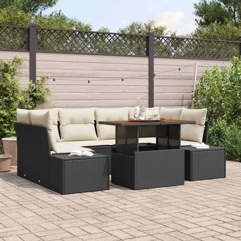 Set de canapele pentru grădină 7 buc. Negru Rattan poli