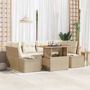 Set de canapele pentru grădină 7 buc. Bej Rattan poli
