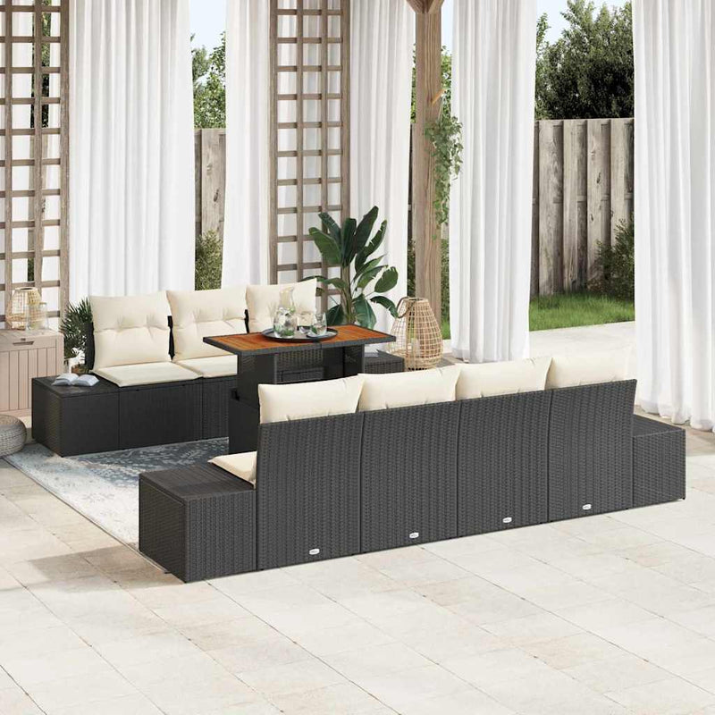 Set de canapele pentru grădină 8 buc. Negru Rattan poli