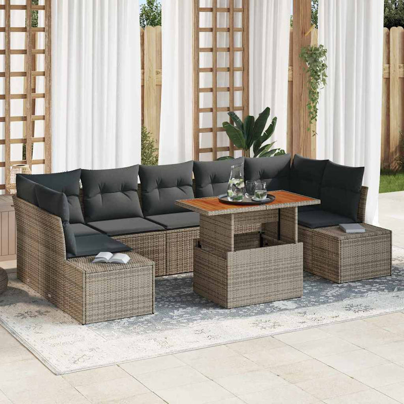 Set de canapele pentru grădină 8 buc. Gri Rattan poli