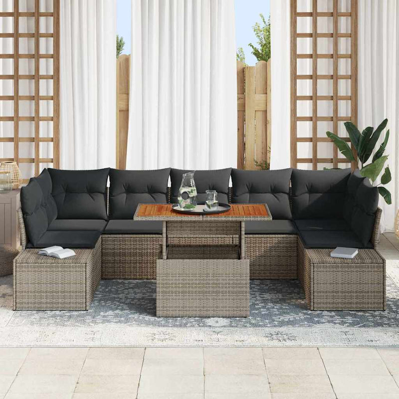 Set de canapele pentru grădină 8 buc. Gri Rattan poli