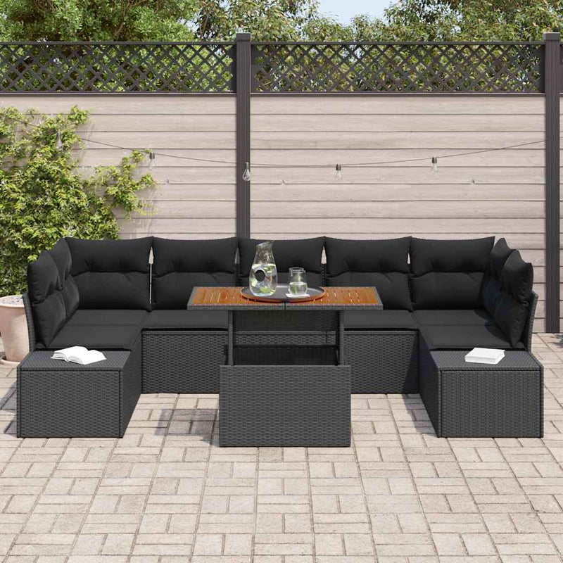 Set de canapele pentru grădină 8 buc. Negru Rattan poli
