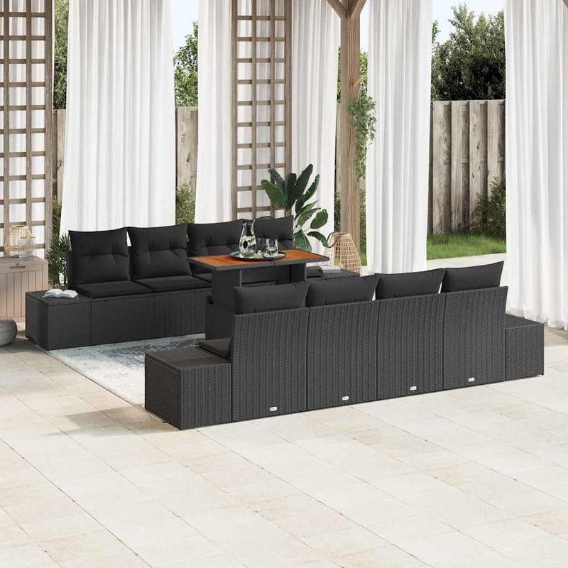 Set de canapele pentru grădină 9 buc. Negru Rattan poli