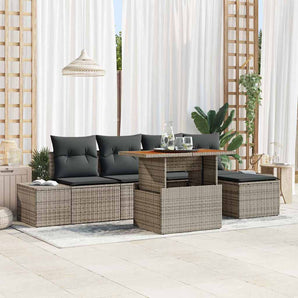 Set de canapele pentru grădină 6 buc. Gri Rattan poli