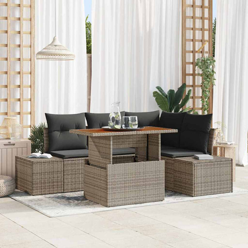Set de canapele pentru grădină 5 buc. Gri Rattan poli