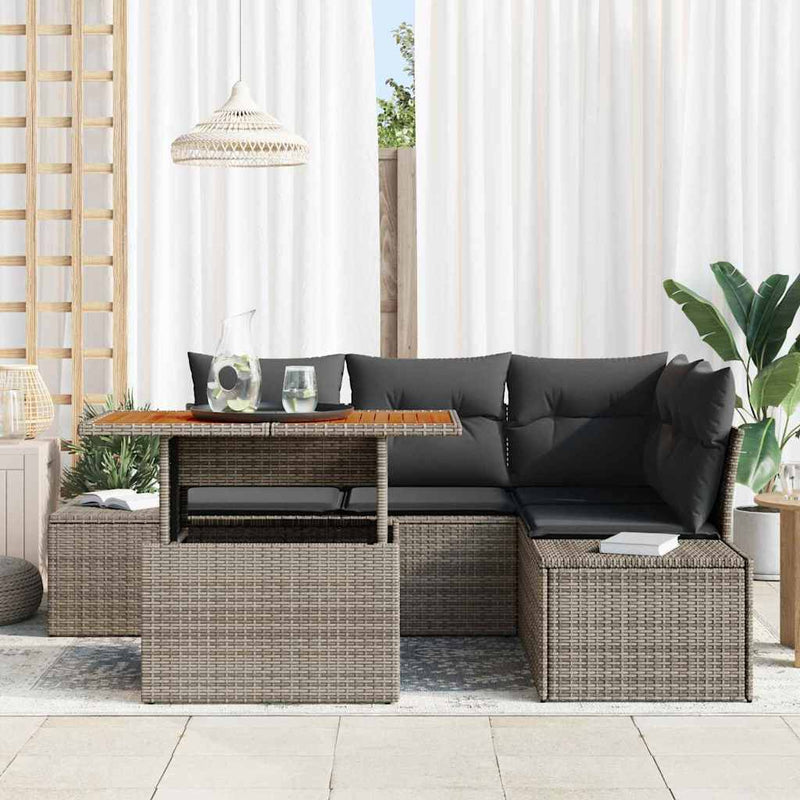 Set de canapele pentru grădină 5 buc. Gri Rattan poli