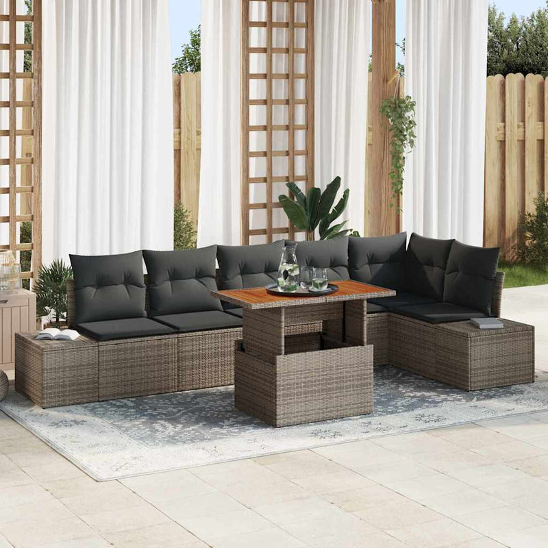 Set de canapele pentru grădină 7 buc. Gri Rattan poli