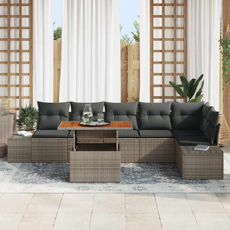 Set de canapele pentru grădină 7 buc. Gri Rattan poli