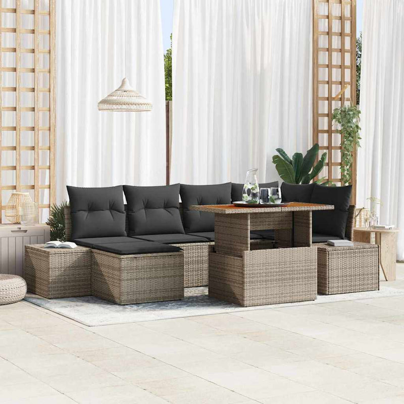 Set de canapele pentru grădină 7 buc. Gri Rattan poli