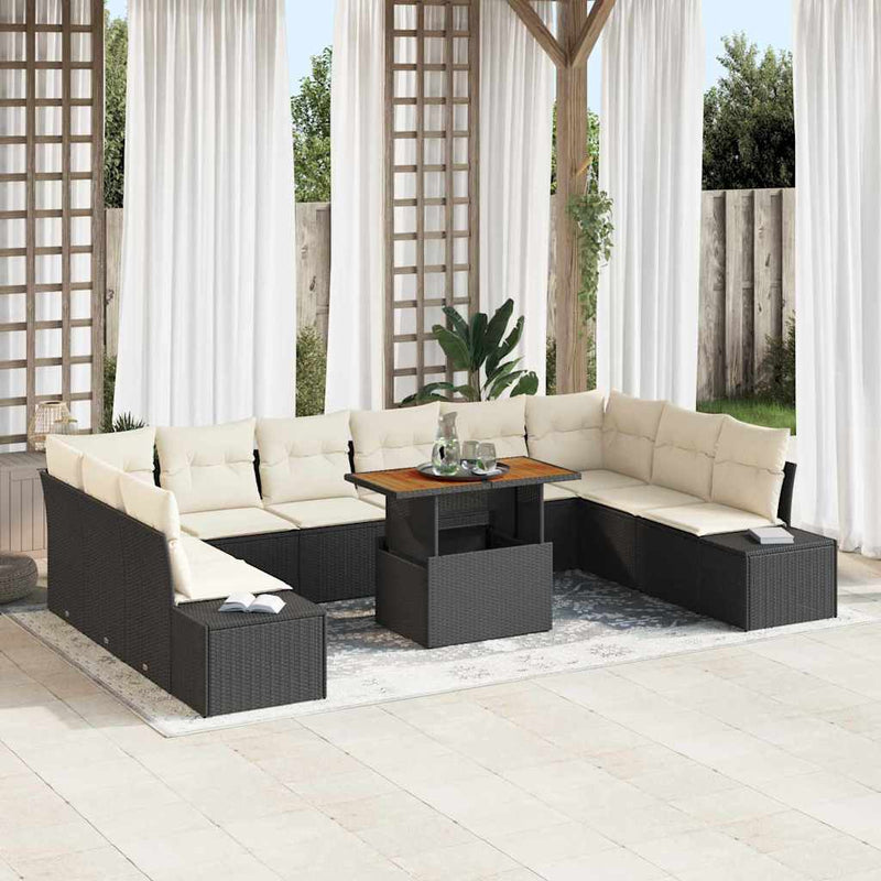 Set de canapele pentru grădină 11 buc. Negru Rattan poli