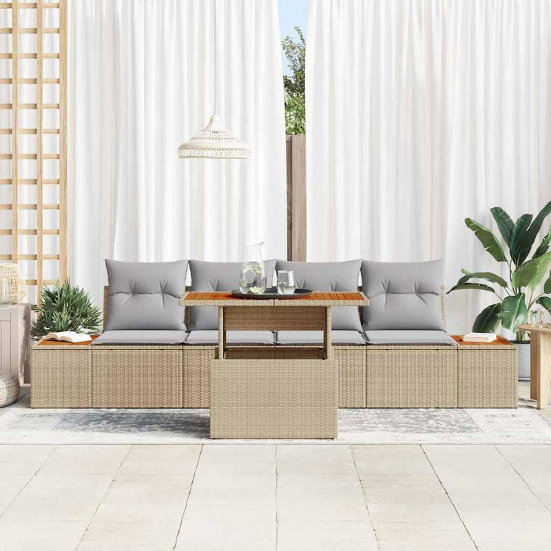 Set de canapele pentru grădină 5 buc. Bej Rattan poli