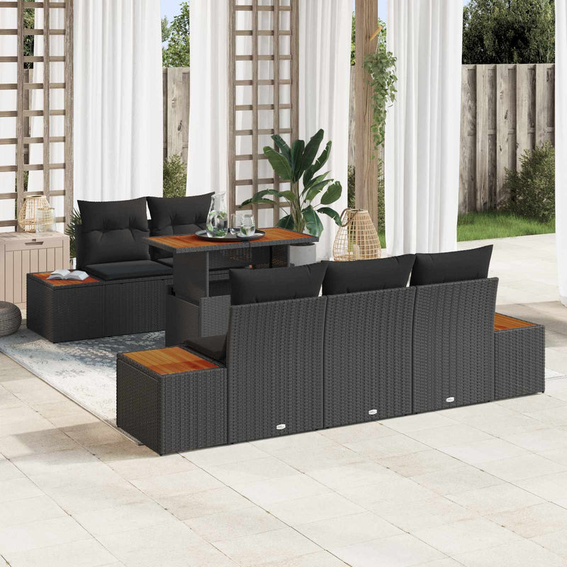 Set de canapele pentru grădină 6 buc. Negru Rattan poli