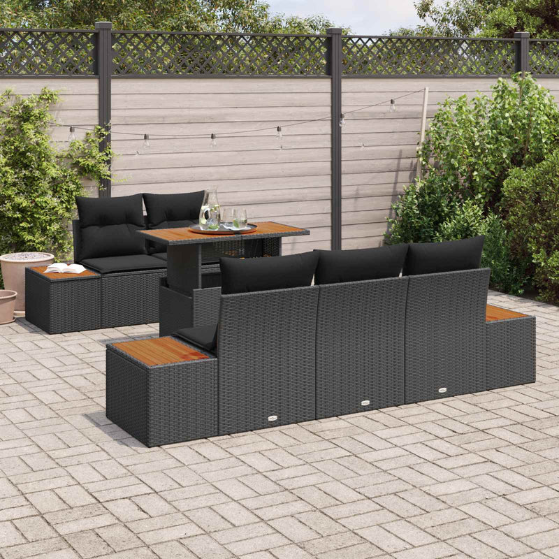 Set de canapele pentru grădină 6 buc. Negru Rattan poli