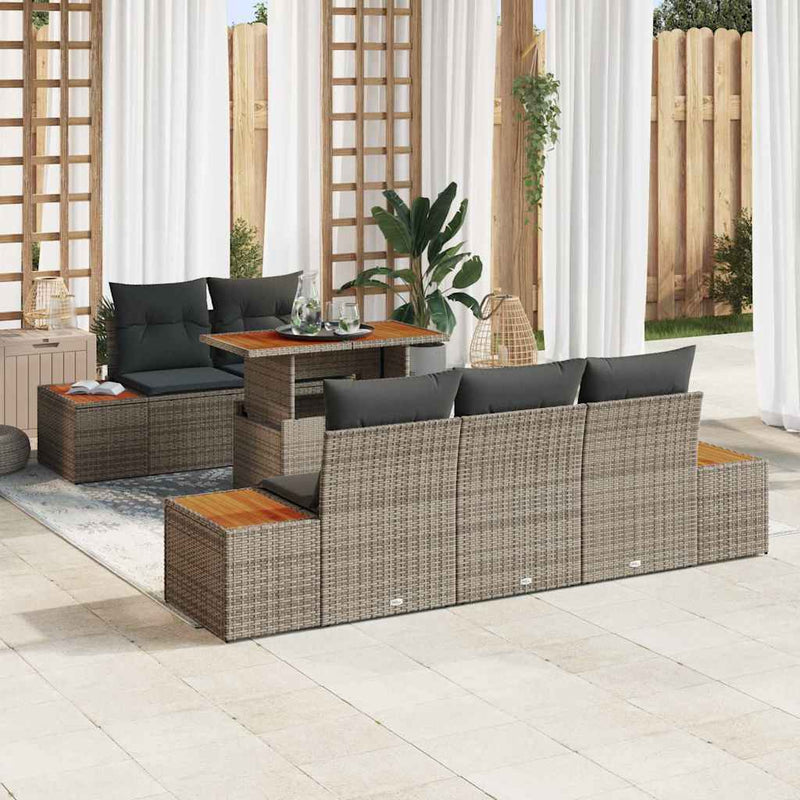 Set de canapele pentru grădină 6 buc. Gri Rattan poli