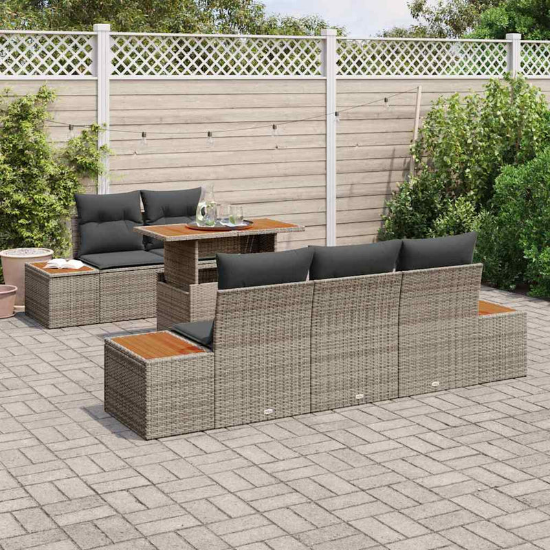 Set de canapele pentru grădină 6 buc. Gri Rattan poli
