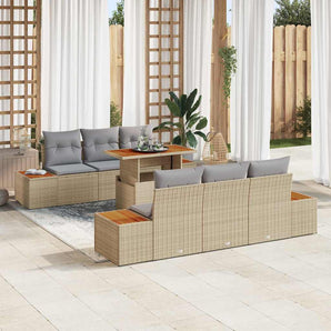 Set de canapele pentru grădină 7 buc. Bej Rattan poli
