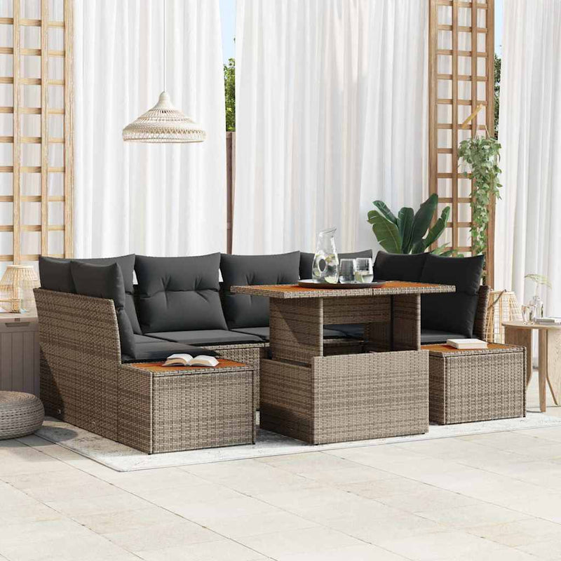 Set de canapele pentru grădină 7 buc. Gri Rattan poli