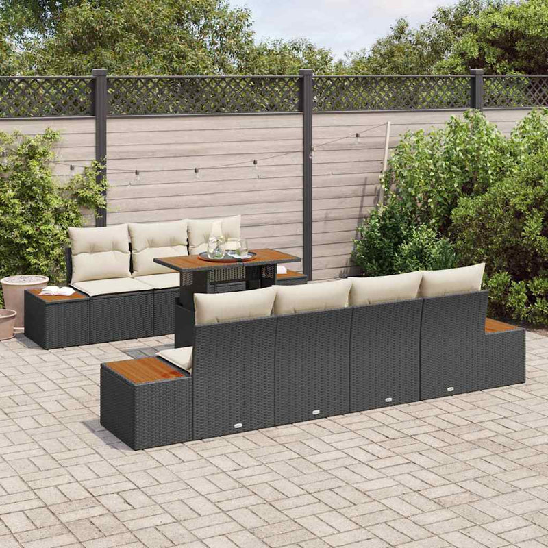 Set de canapele pentru grădină 8 buc. Negru Rattan poli