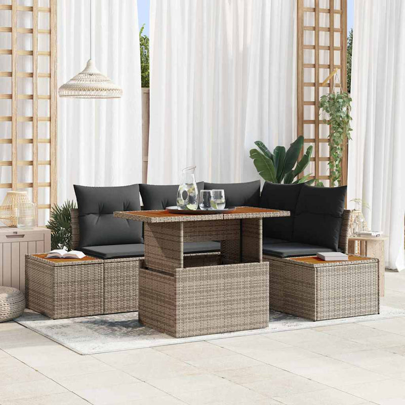 Set de canapele pentru grădină 5 buc. Gri Rattan poli