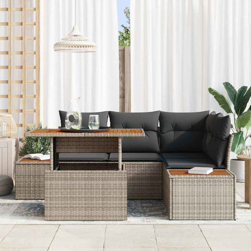 Set de canapele pentru grădină 5 buc. Gri Rattan poli