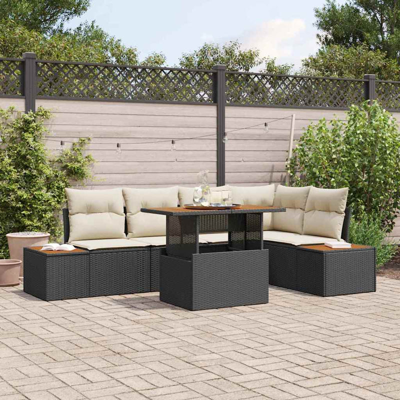 Set de canapele pentru grădină 6 buc. Negru Rattan poli