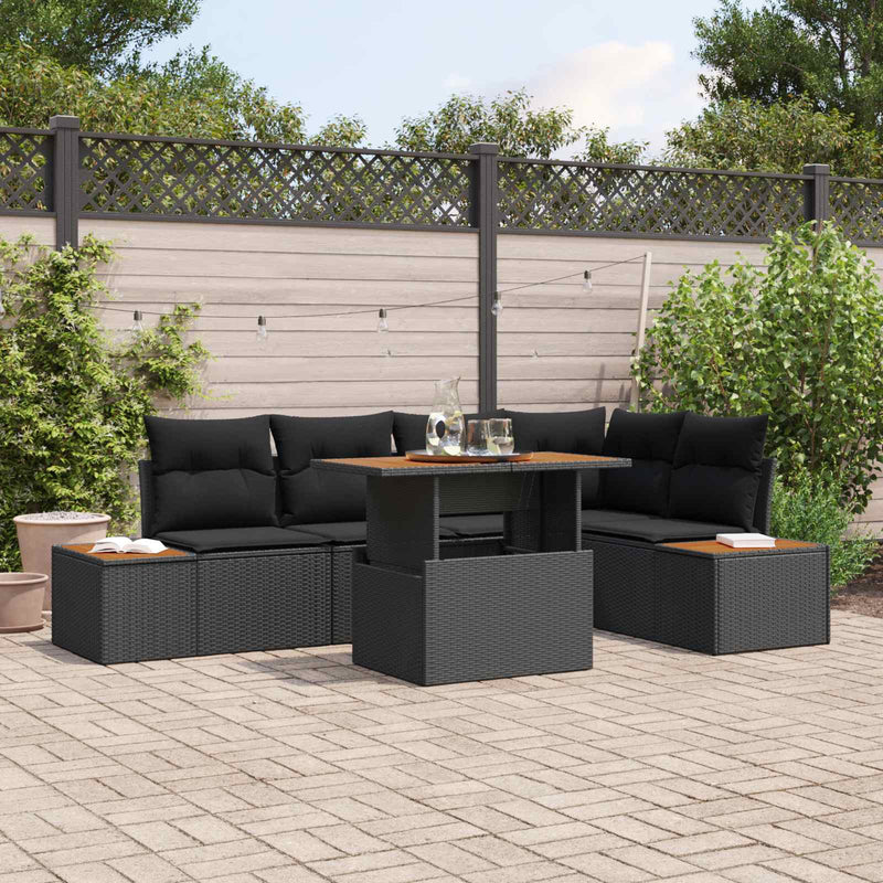 Set de canapele pentru grădină 6 buc. Negru Rattan poli