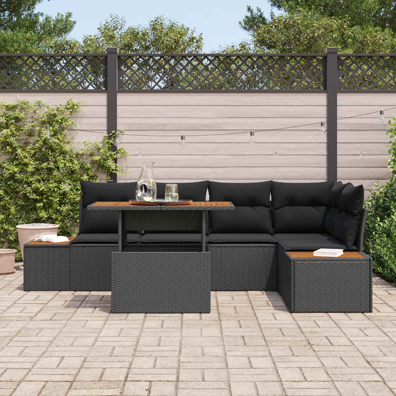 Set de canapele pentru grădină 6 buc. Negru Rattan poli