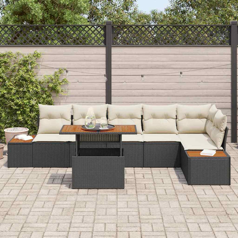Set de canapele pentru grădină 7 buc. Negru Rattan poli