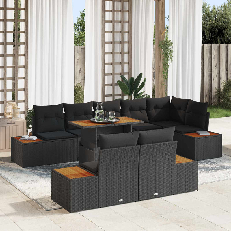Set de canapele pentru grădină 9 buc. Negru Rattan poli