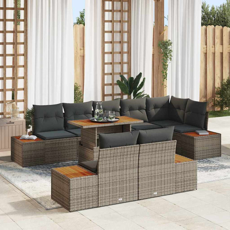 Set de canapele pentru grădină 9 buc. Gri Rattan poli
