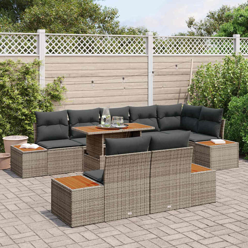 Set de canapele pentru grădină 9 buc. Gri Rattan poli