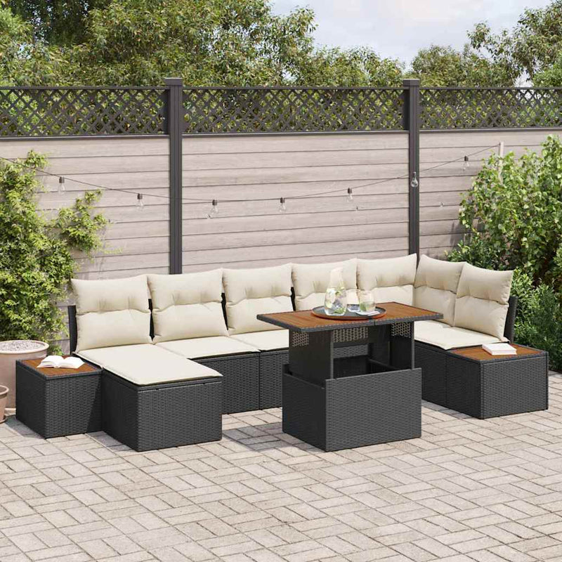 Set de canapele pentru grădină 8 buc. Negru Rattan poli