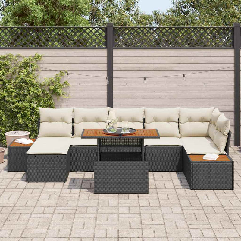 Set de canapele pentru grădină 8 buc. Negru Rattan poli