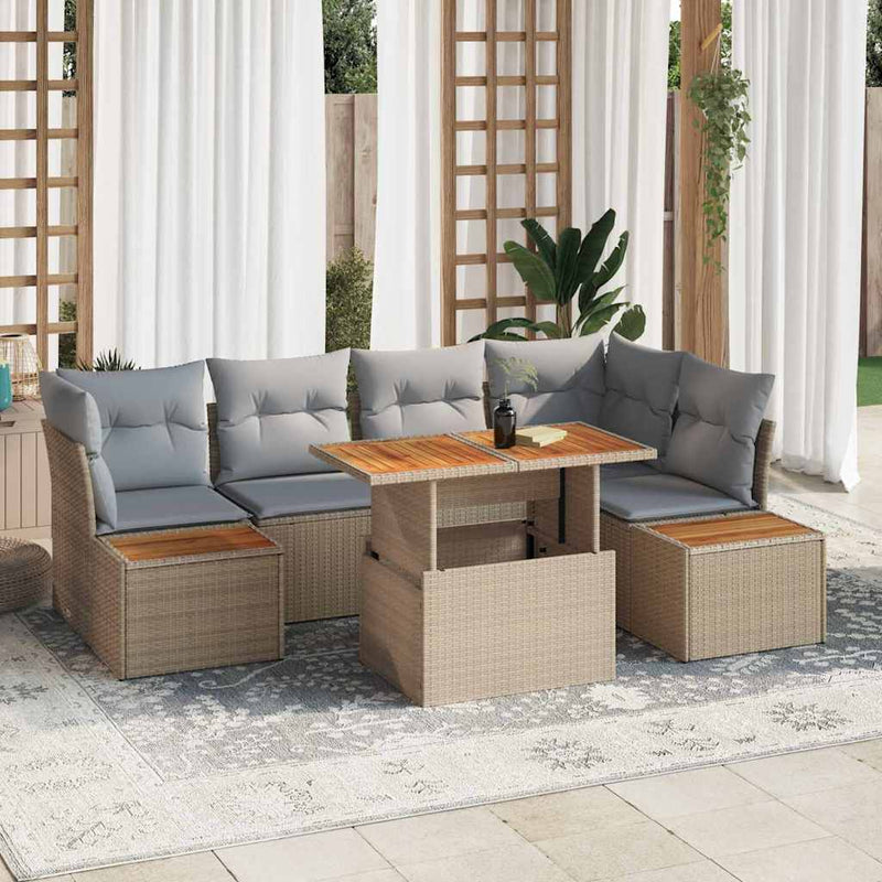 Set de canapele pentru grădină 10 buc. Bej Rattan poli