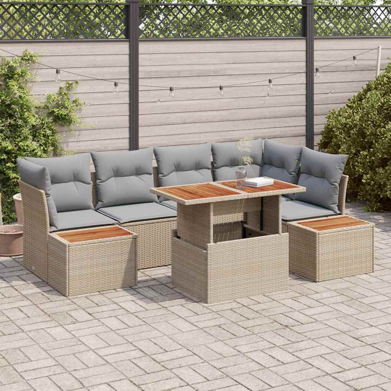 Set de canapele pentru grădină 10 buc. Bej Rattan poli