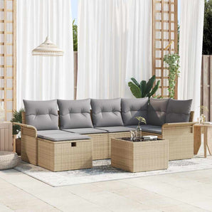 Set de canapele pentru grădină 7 buc. Beige și gri deschis