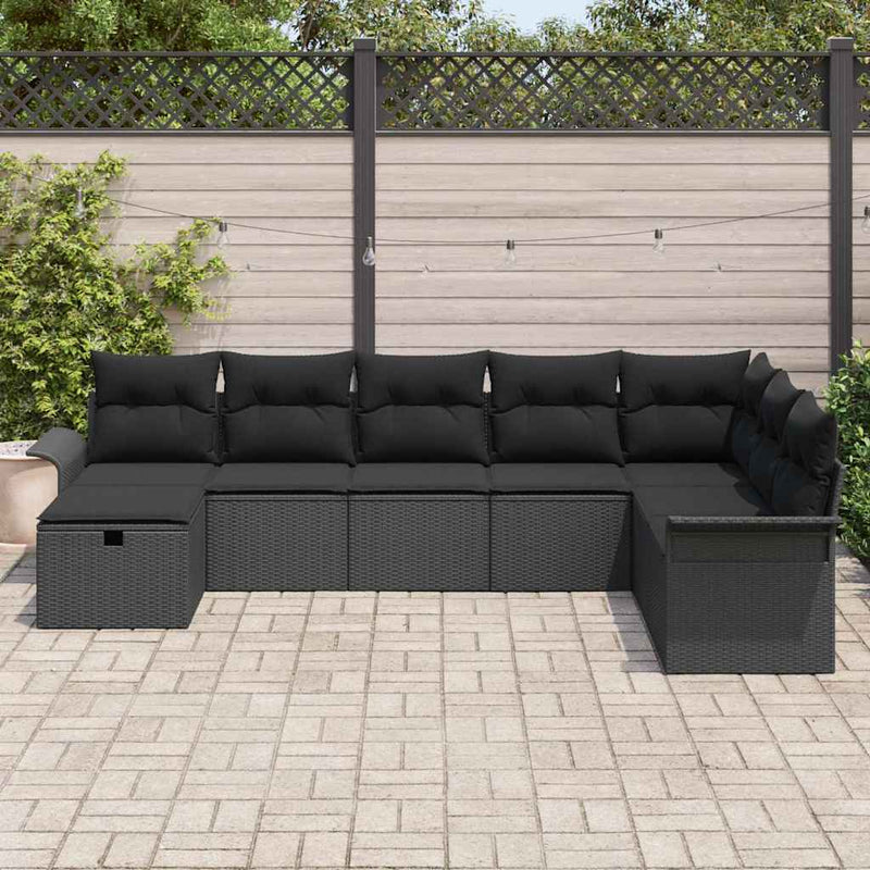 Set de canapele pentru grădină 8 buc. Negru poliratan